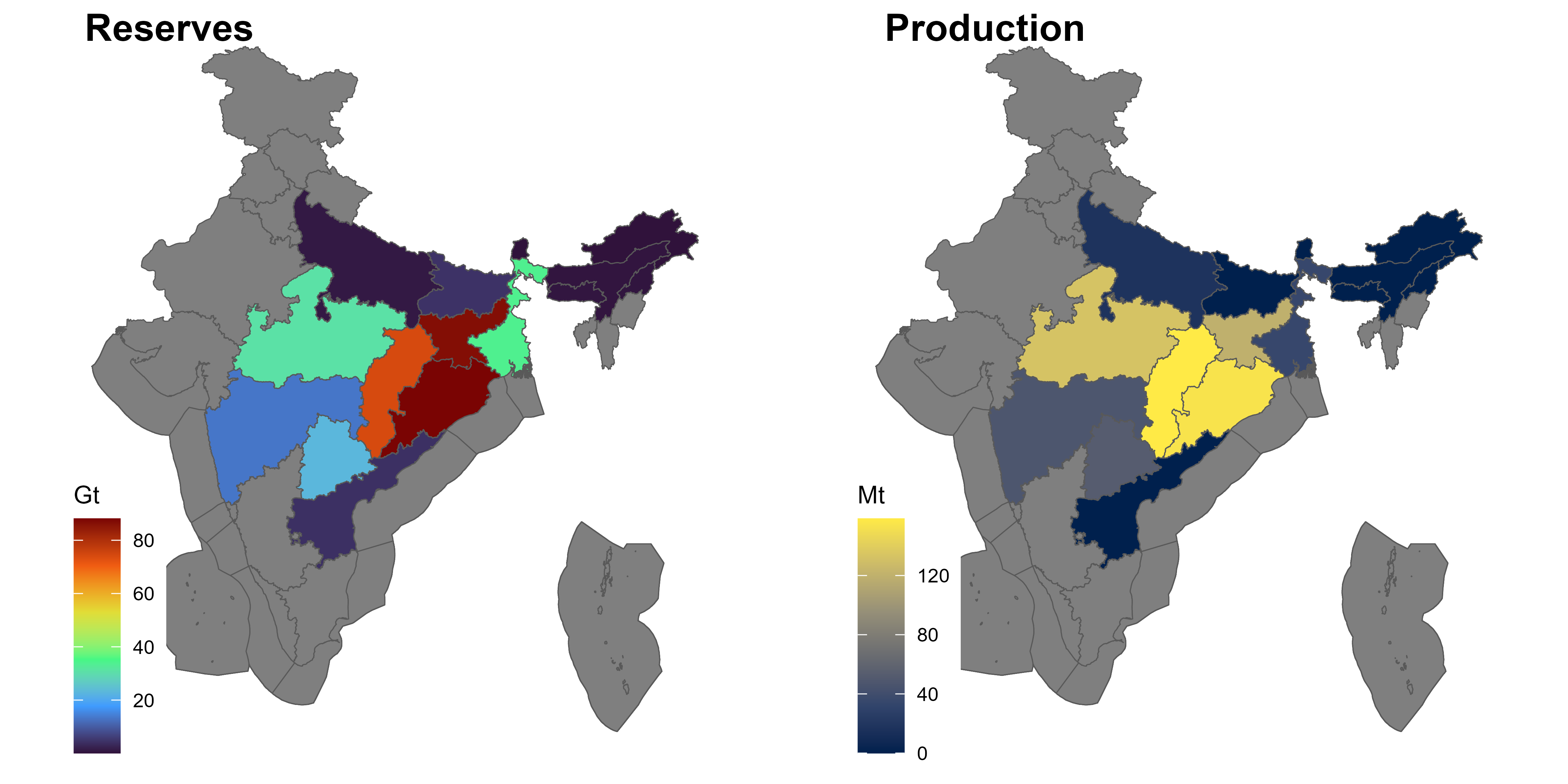 Total coal reserves and production in 2021 by state